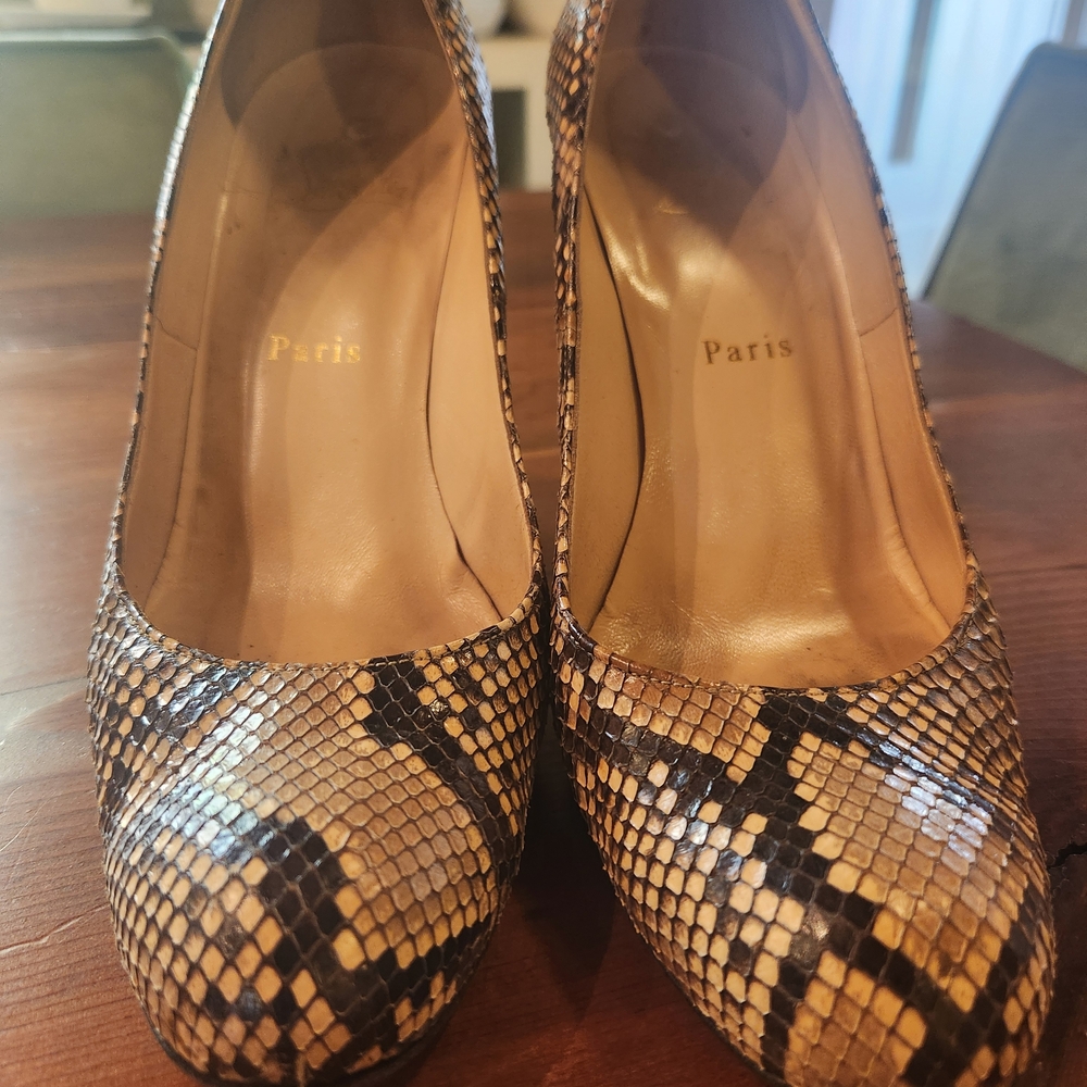 Christian Louboutin Python Snakeskin Classic Wedge Pumps